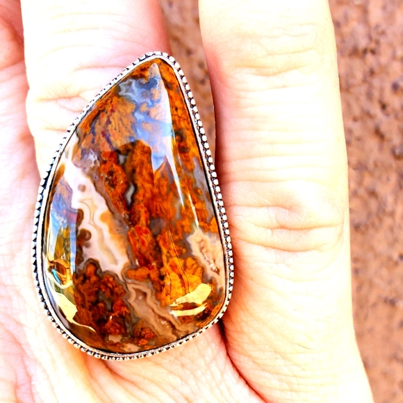 New Seam Agate 925 Silver Ring. - Picture 1 of 8